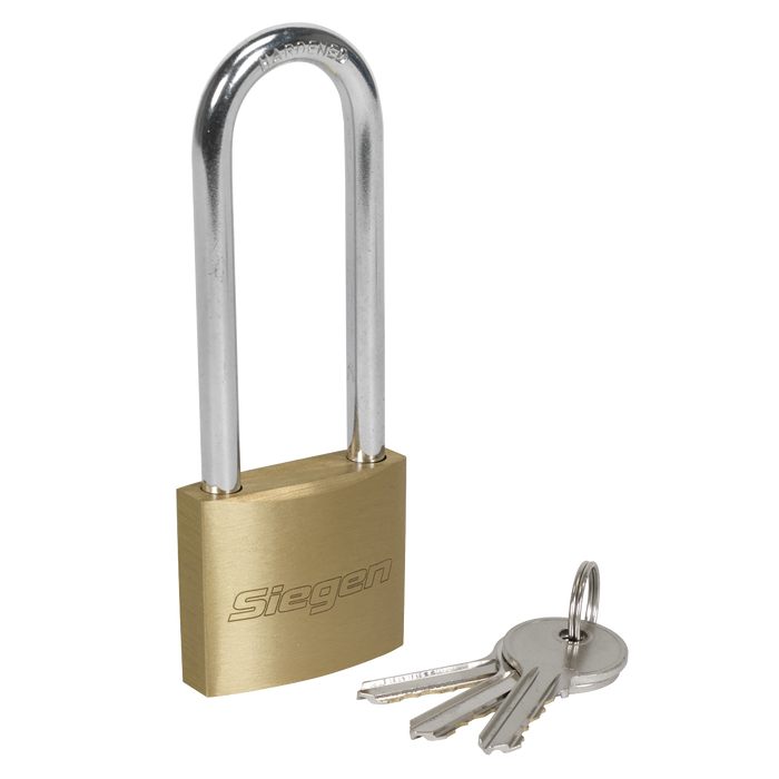 Siegen Brass Body Padlock with Brass Cylinder Long Shackle 40mm | S0989