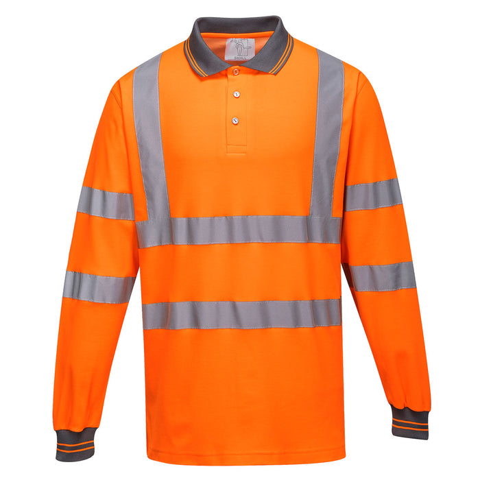 Portwest Hi-Vis Cotton Comfort Polo Shirt L/S Orange | S271