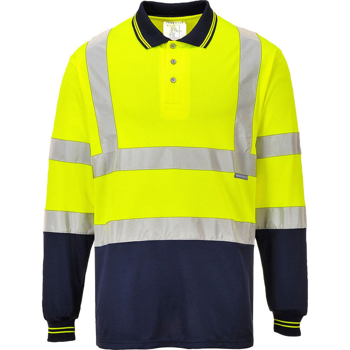 Portwest Hi-Vis Contrast Polo Shirt Long Sleeved | S279