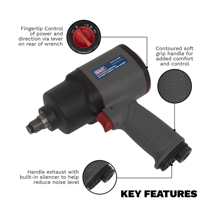 Composite Twin Hammer Air Impact Wrench 1/2"Sq Drive | SA201