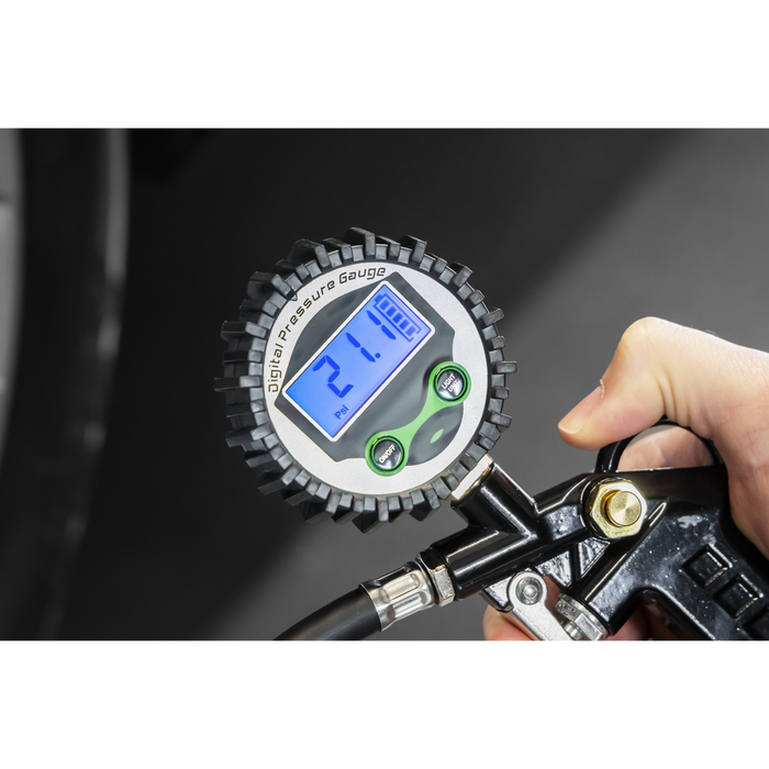 Digital Pistol Grip Tyre Inflator with Clip-On Connector | SA332D