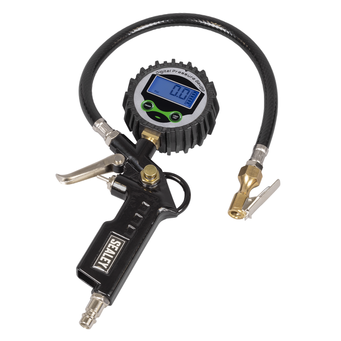 Digital Pistol Grip Tyre Inflator with Clip-On Connector | SA332D