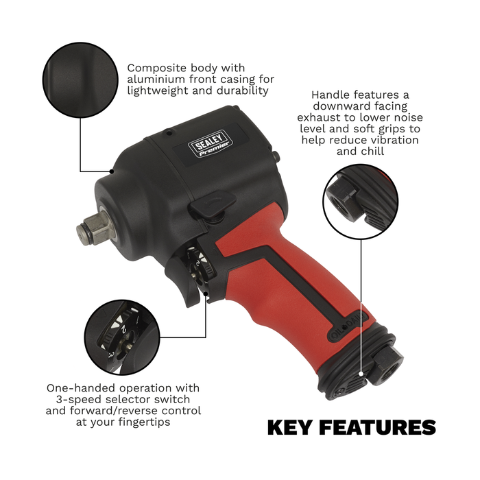Premier Twin Hammer Stubby Air Impact Wrench 1/2"Sq Drive | SA6002S