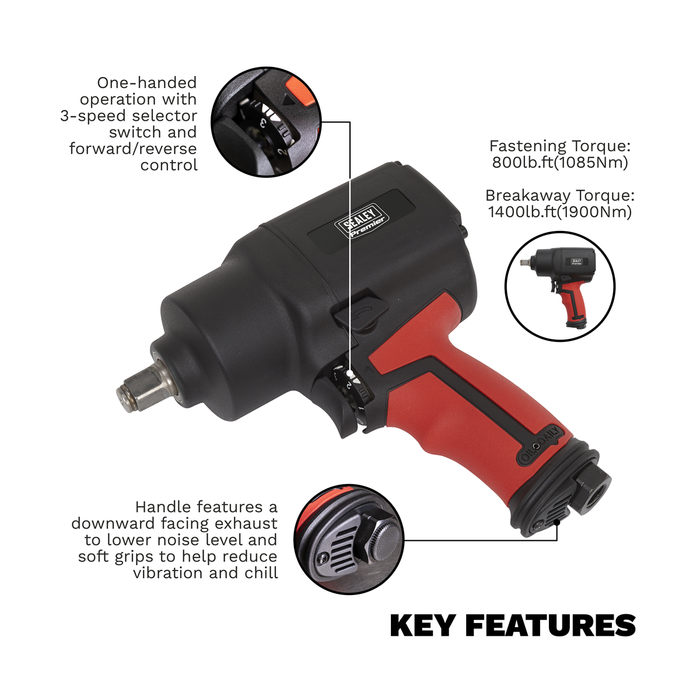 Premier Twin Hammer Air Impact Wrench 1/2"Sq Drive | SA6002