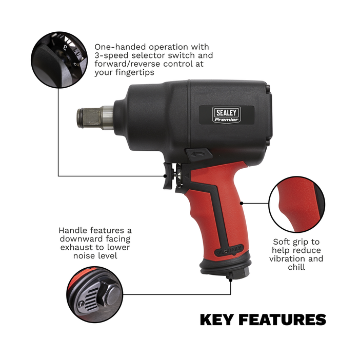 Generation Composite Twin Hammer Air Impact Wrench 3/4"Sq Drive | GSA6004