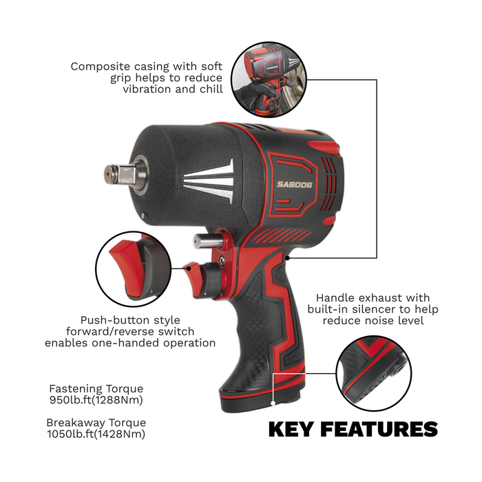 Premier Twin Hammer Composite Air Impact Wrench 1/2"Sq Drive | SA6006