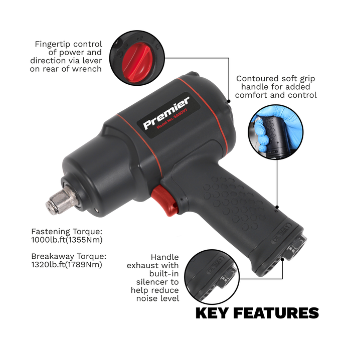 Premier Twin Hammer Composite Air Impact Wrench 1/2"Sq Drive | SA6007