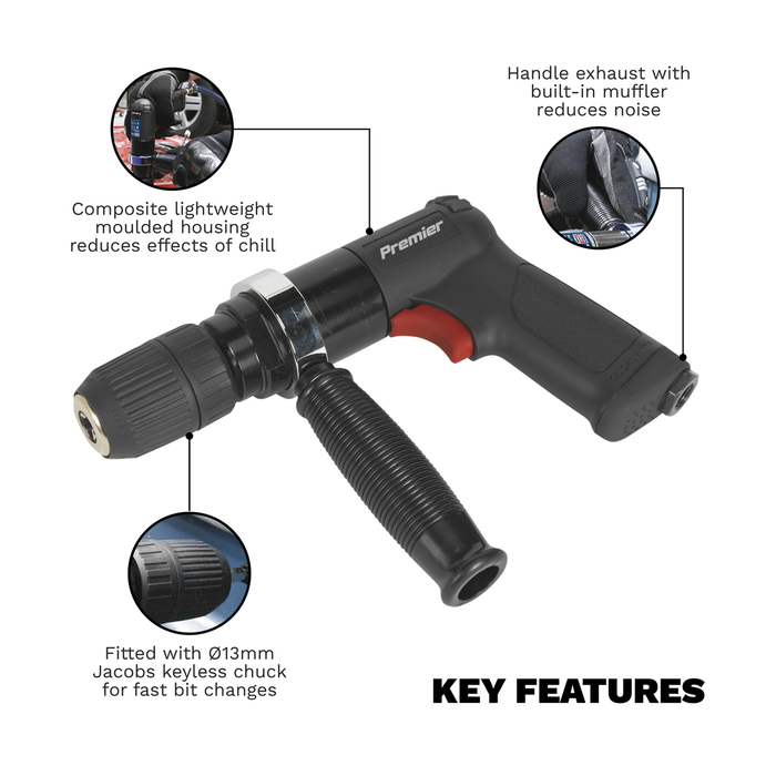 Premier Composite Reversible Air Drill 13mm with Keyless Chuck | SA621