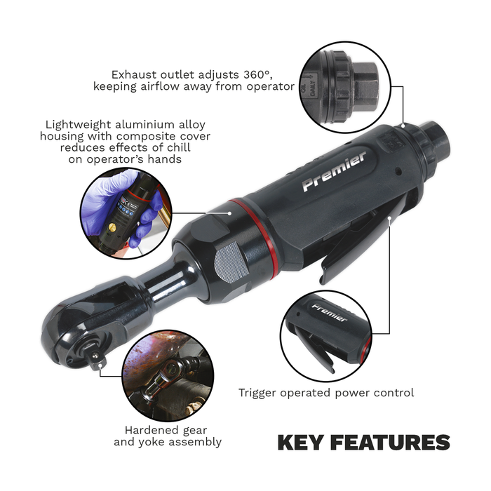 Premier Compact Air Ratchet Wrench 1/4"Sq Drive | SA630