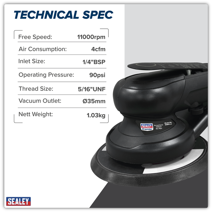 Air Palm Orbital Sander Ø150mm Dust-Free | SA801