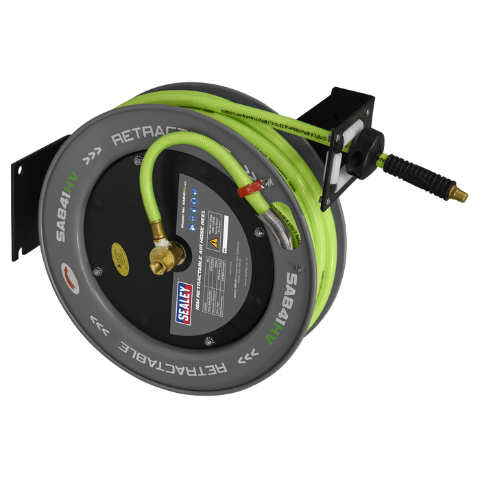 15m Retractable High-Visibility TPR Air Hose with Steel Reel 10mm ID | SA841HV