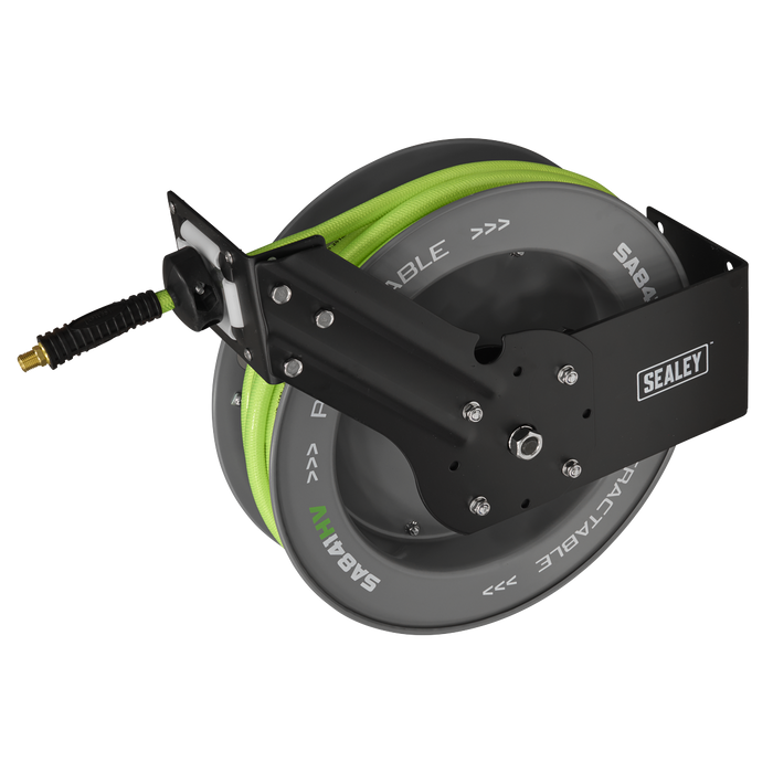 15m Retractable High-Visibility TPR Air Hose with Steel Reel 10mm ID | SA841HV