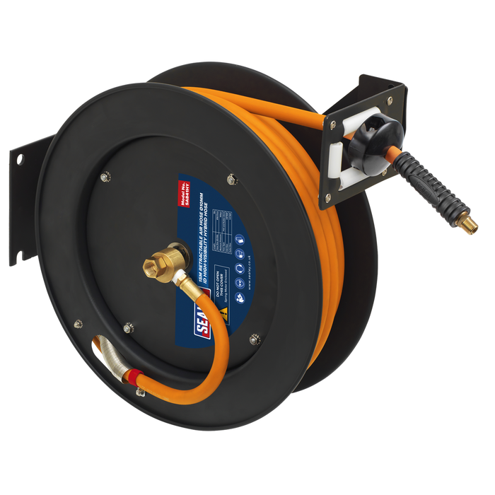 15m Retractable High-Visibility Hybrid Air Hose with Steel Reel 10mm ID | SA841HY