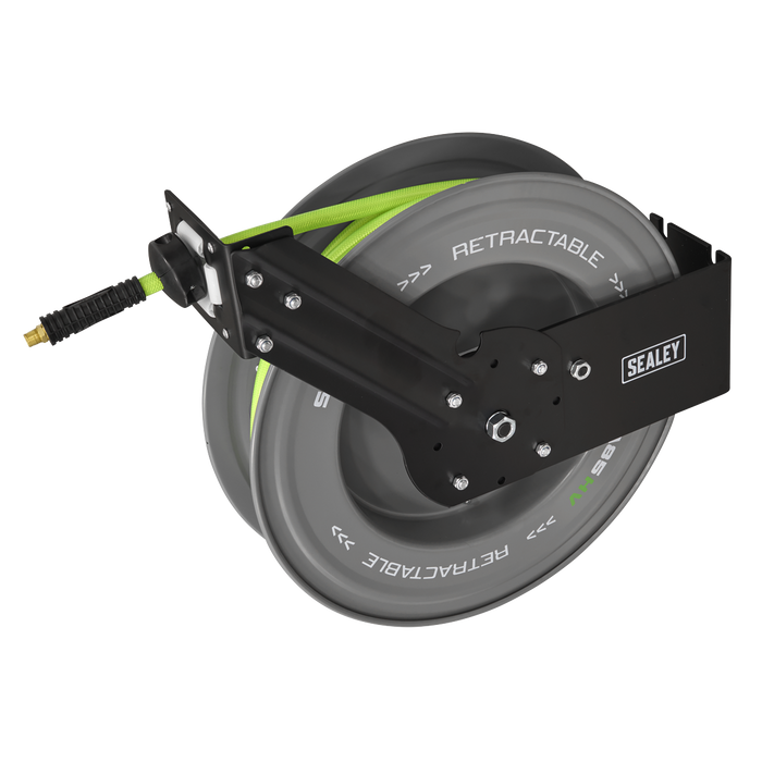 20m Retractable High-Visibility PVC Air Hose with Steel Reel 10mm ID | SA85HV