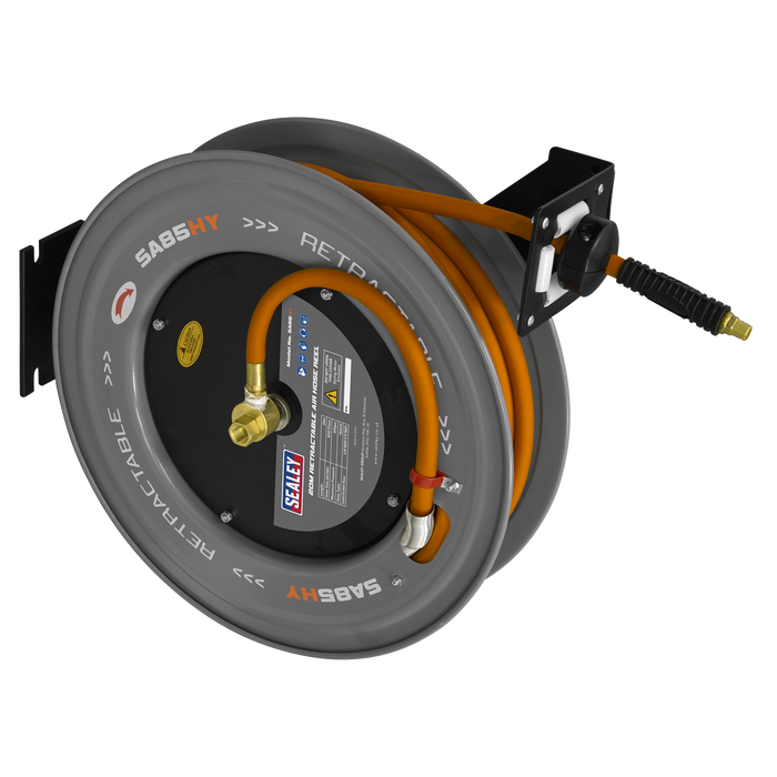 20m Retractable High-Visibility Hybrid Air Hose with Steel Reel 10mm ID | SA85HY
