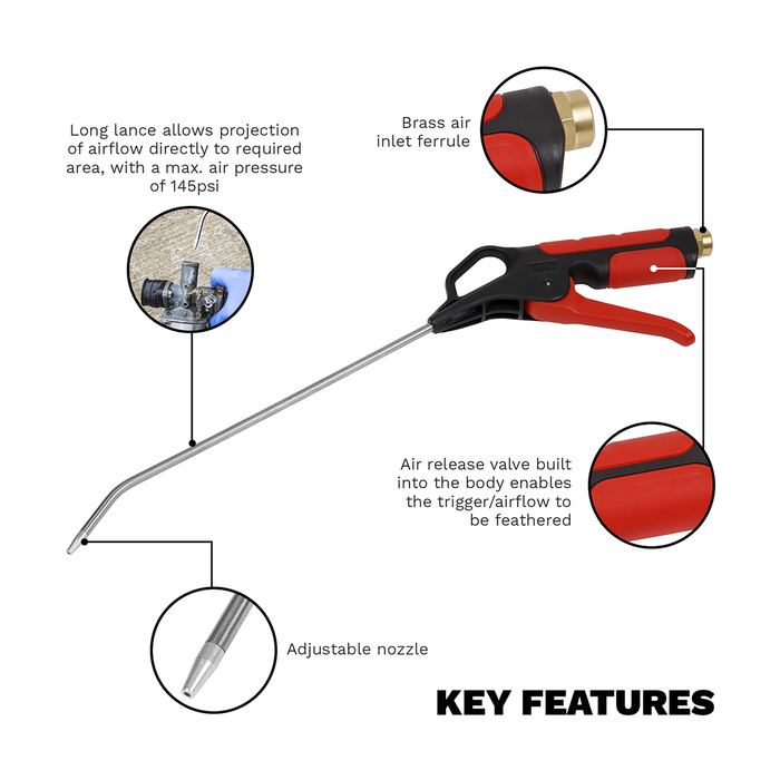 Air Blow Gun 270mm with 1/4"BSP Air Inlet | SA9251
