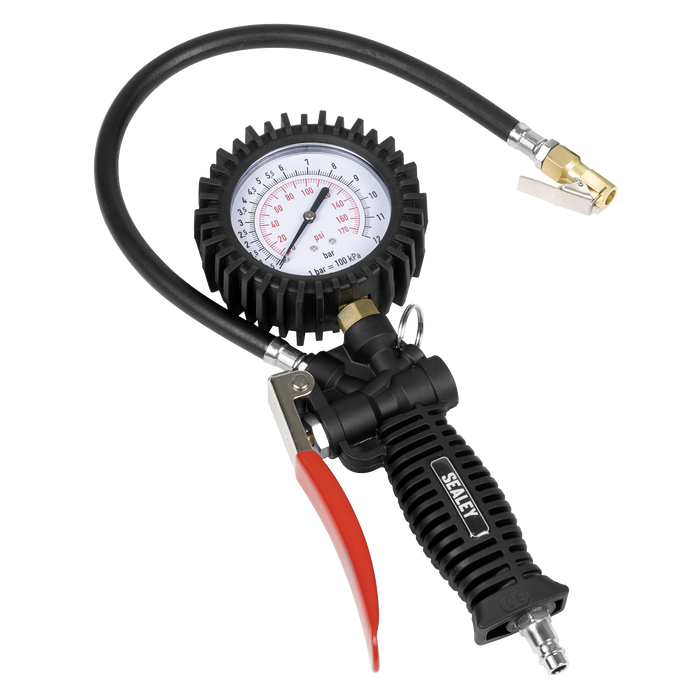 Tyre Inflator with Pressure Gauge and Clip-On Connector | SA9302