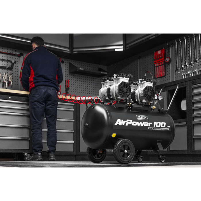 100L Oil Free Low Noise Direct Drive Air Compressor 2 x 2hp | SAC10001S