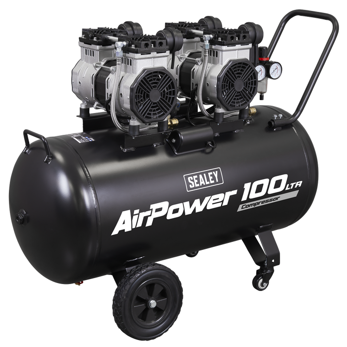 100L Oil Free Low Noise Direct Drive Air Compressor 2 x 2hp | SAC10001S