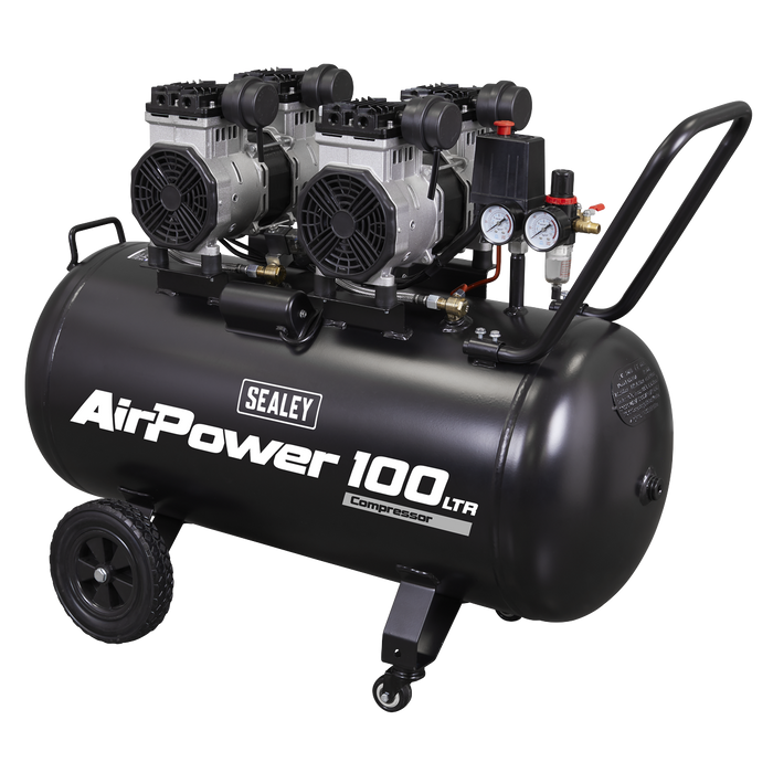 100L Oil Free Low Noise Direct Drive Air Compressor 2 x 2hp | SAC10001S