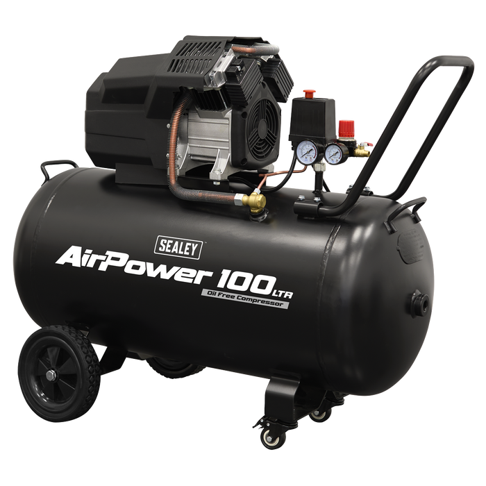Air Compressor 100L V-Twin Oil Free Direct Drive 3hp | SAC10002