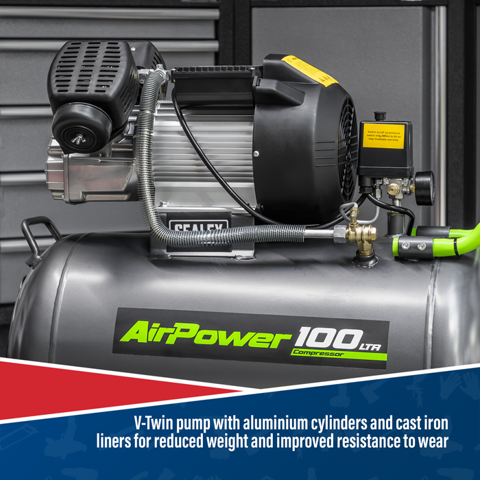 100L V-Twin Direct Drive Air Compressor 3hp | SAC10030VE