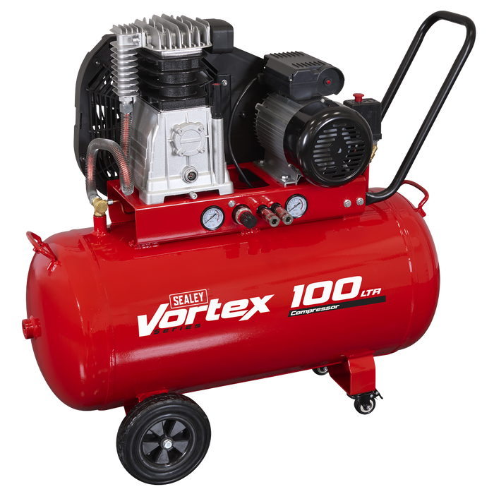 100L Belt Drive Air Compressor with Cast Cylinders & Wheels 3.5hp | SAC1103B