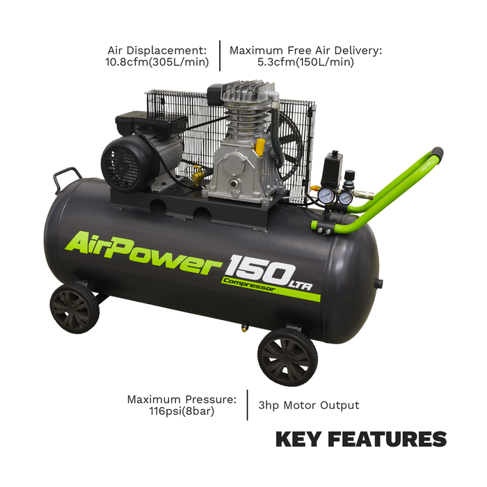 150L Belt Drive Air Compressor 3hp | SAC15030B