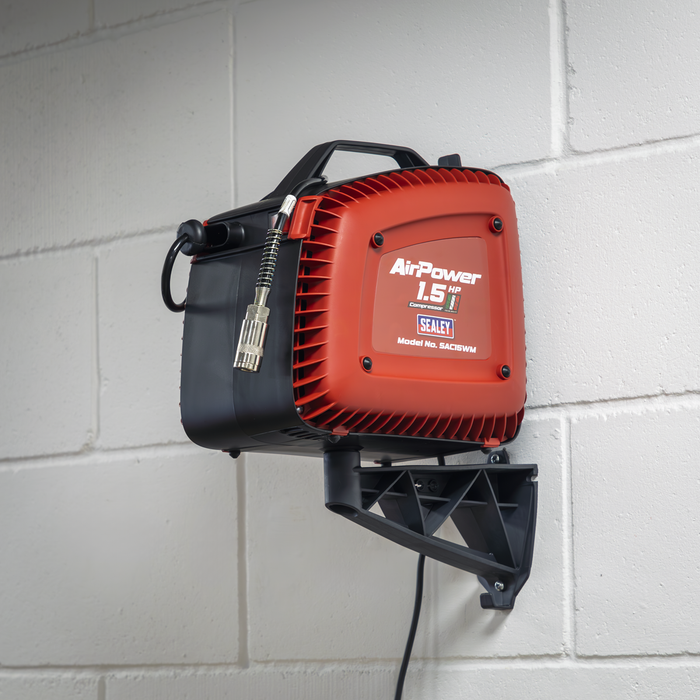 Wall Mounting Oil Free Air Compressor 1.5hp with 7m Retractable Hose Reel | SAC15WM