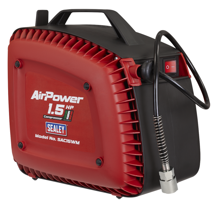 Wall Mounting Oil Free Air Compressor 1.5hp with 7m Retractable Hose Reel | SAC15WM