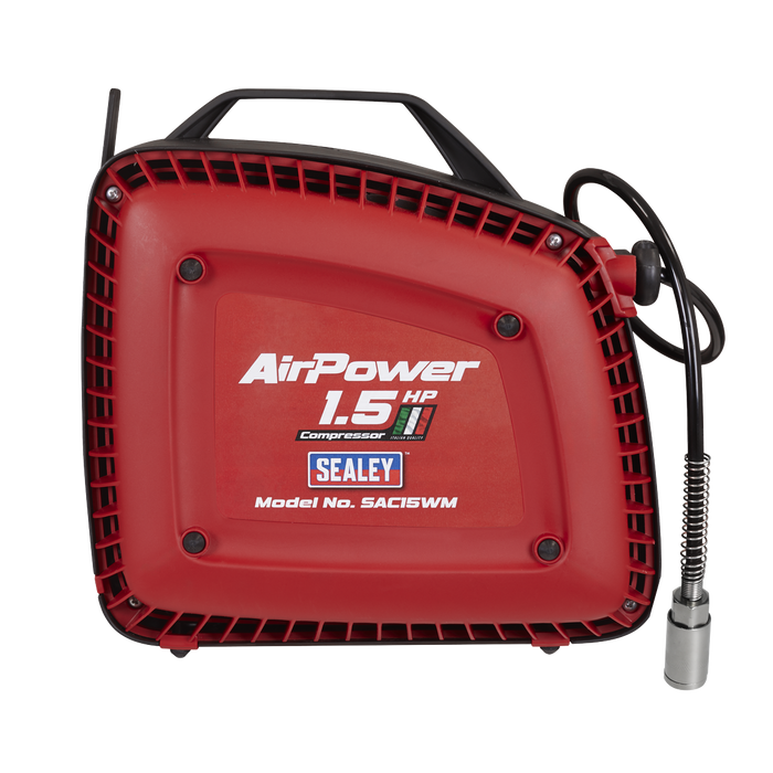 Wall Mounting Oil Free Air Compressor 1.5hp with 7m Retractable Hose Reel | SAC15WM