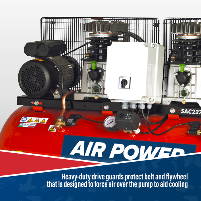 270L Belt Drive Air Compressor with Cast Cylinders 2 x 3hp | SAC2276B