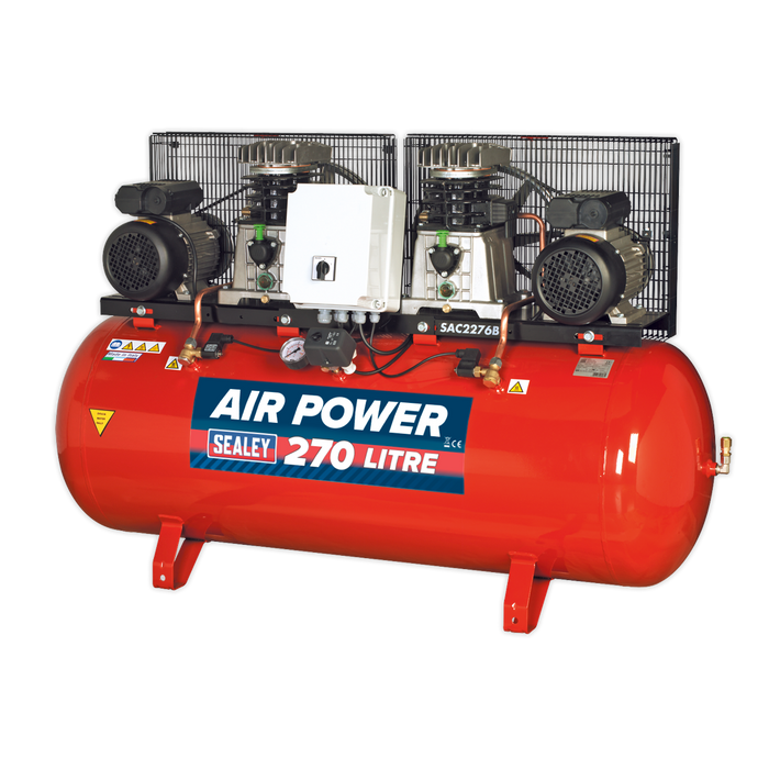 270L Belt Drive Air Compressor with Cast Cylinders 2 x 3hp | SAC2276B