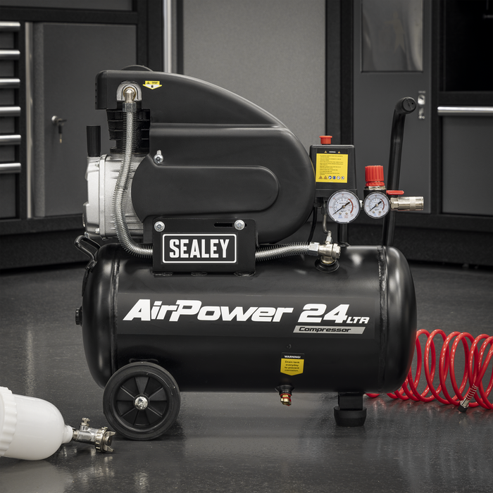 24L Direct Drive Air Compressor 2hp with 4pc Air Accessory Kit | SAC2420APK