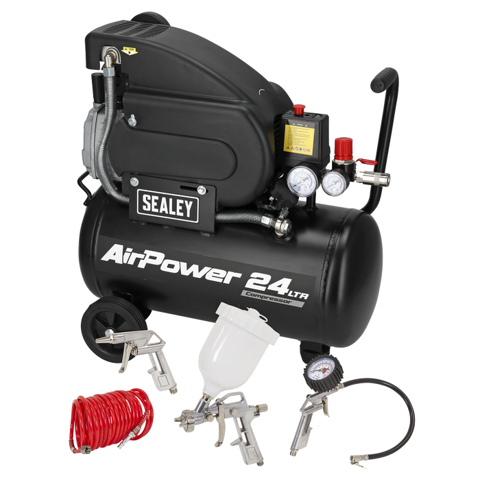 24L Direct Drive Air Compressor 2hp with 4pc Air Accessory Kit | SAC2420APK
