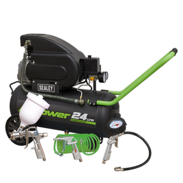 24L Direct Drive Air Compressor 2hp with 4pc Air Accessory Kit | SAC2420EPK