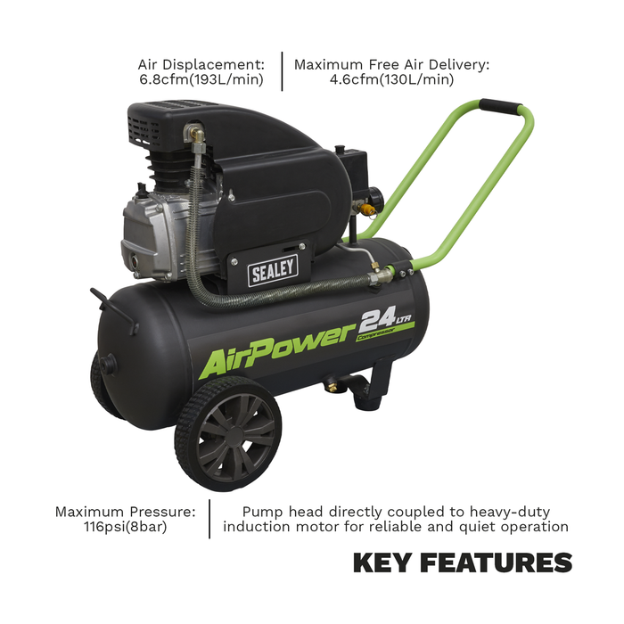 24L Direct Drive Air Compressor 2hp | SAC2420E