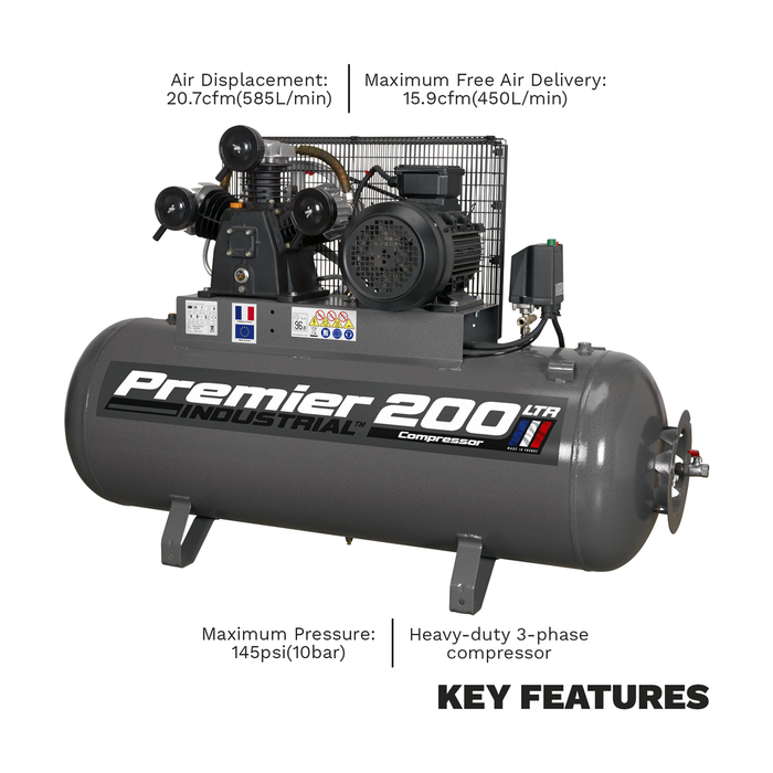 Premier 200L Belt Drive Air Compressor 5.5hp | SAC32055B