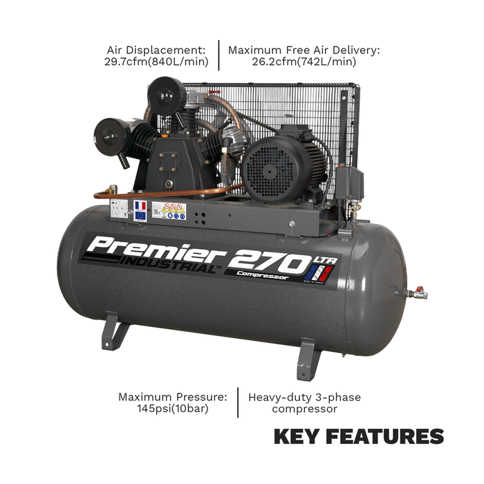 Premier 270L Belt Drive Air Compressor 7.5hp | SAC32775B