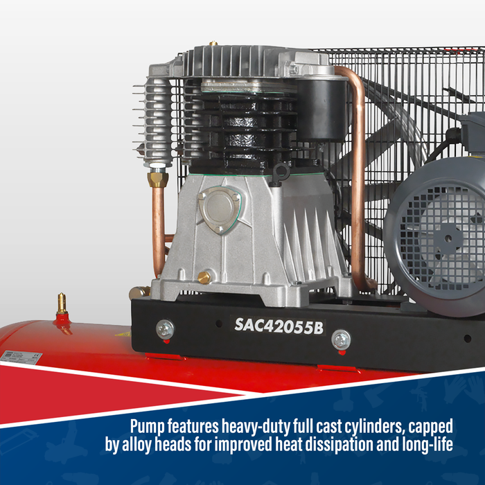 200L Belt Drive Air Compressor with Cast Cylinders 5.5hp 2-Stage | SAC42055B
