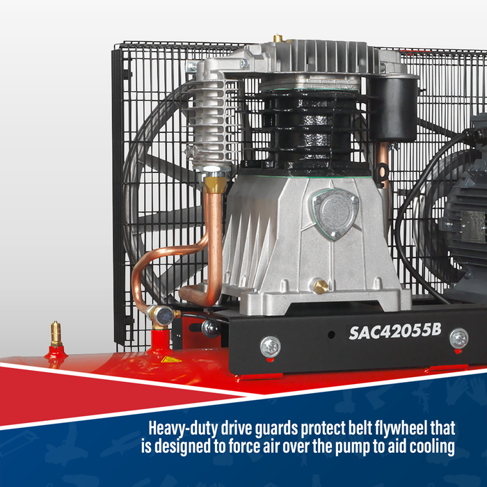 200L Belt Drive Air Compressor with Cast Cylinders 5.5hp 2-Stage | SAC42055B