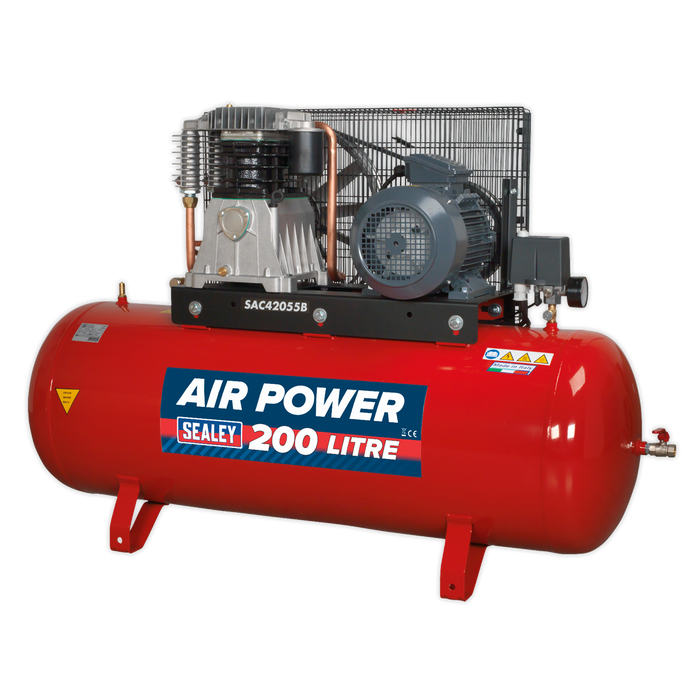 200L Belt Drive Air Compressor with Cast Cylinders 5.5hp 2-Stage | SAC42055B