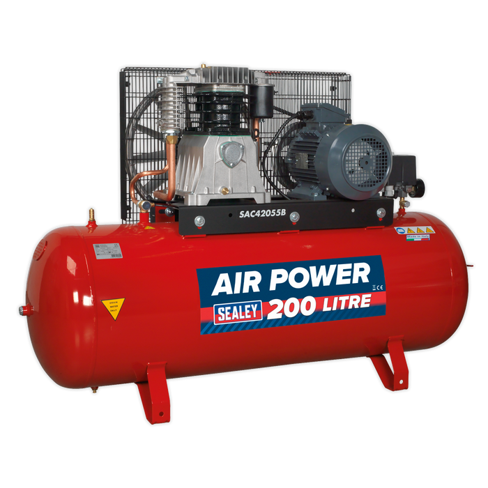 200L Belt Drive Air Compressor with Cast Cylinders 5.5hp 2-Stage | SAC42055B