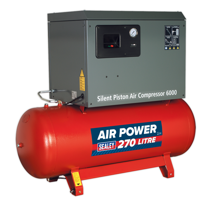 270L Low Noise Belt Drive Air Compressor with Cast Cylinders 5.5hp 2-Stage | SAC42755BLN