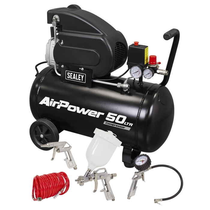 50L Direct Drive Air Compressor 2hp with 4pc Air Accessory Kit | SAC5020APK