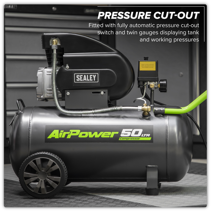 50L Direct Drive Air Compressor 2hp with 4pc Air Accessory Kit | SAC5020EPK