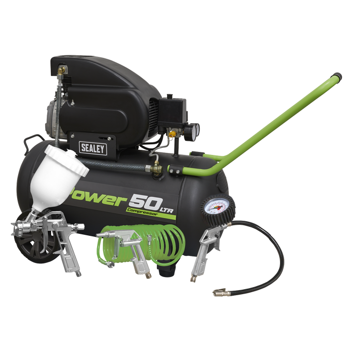 50L Direct Drive Air Compressor 2hp with 4pc Air Accessory Kit | SAC5020EPK