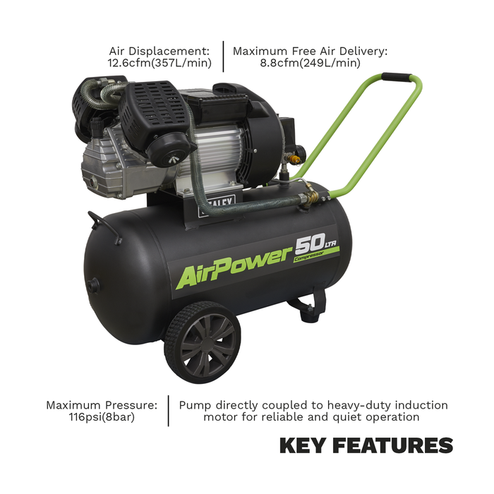 50L V-Twin Direct Drive Air Compressor 3hp | SAC5030VE