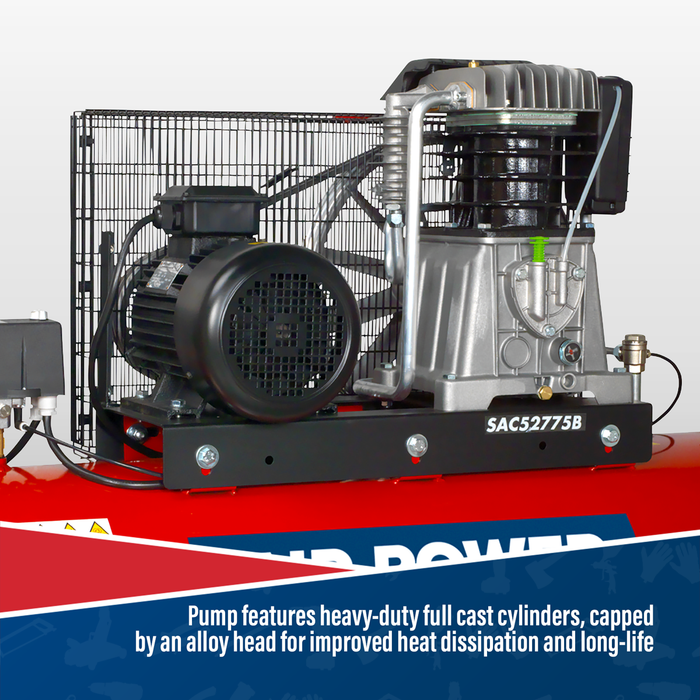 270L Belt Drive Air Compressor with Cast Cylinders 7.5hp 2-Stage | SAC52775B