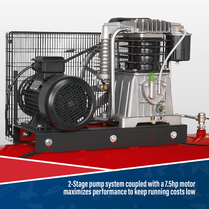 500L Belt Drive Air Compressor with Cast Cylinders 7.5hp 2-Stage | SAC55075B